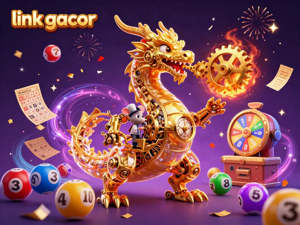 Engage with thrilling games at link gacor featuring a biomechanical dragon and casino elements.