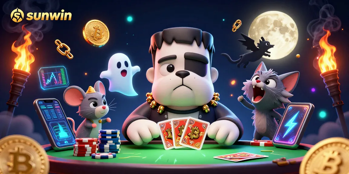 Experience thrilling gameplay at sunwin with exciting casino characters engaged in card games.