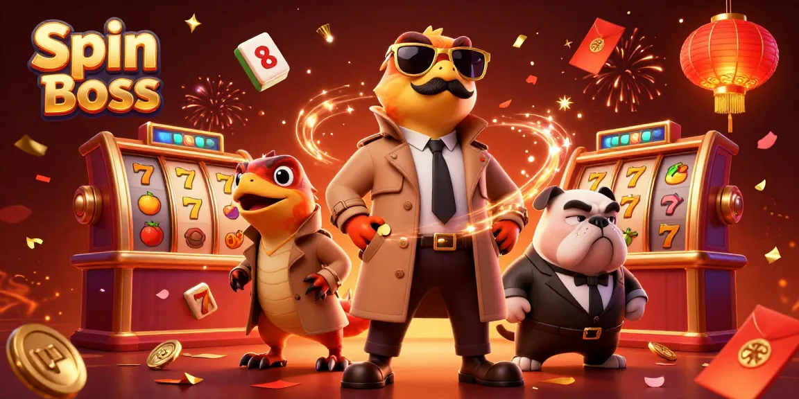 Spin Boss casino raptors in trench coat attempting to enter a VIP lounge among vibrant slot symbols.