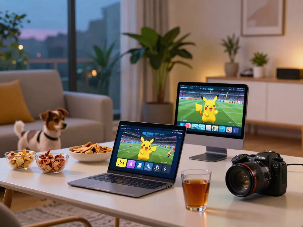 Pikachu App streaming movies and sports on smartphone in cozy living room, accessible at https://pickashowapk.com/pikachu13/.